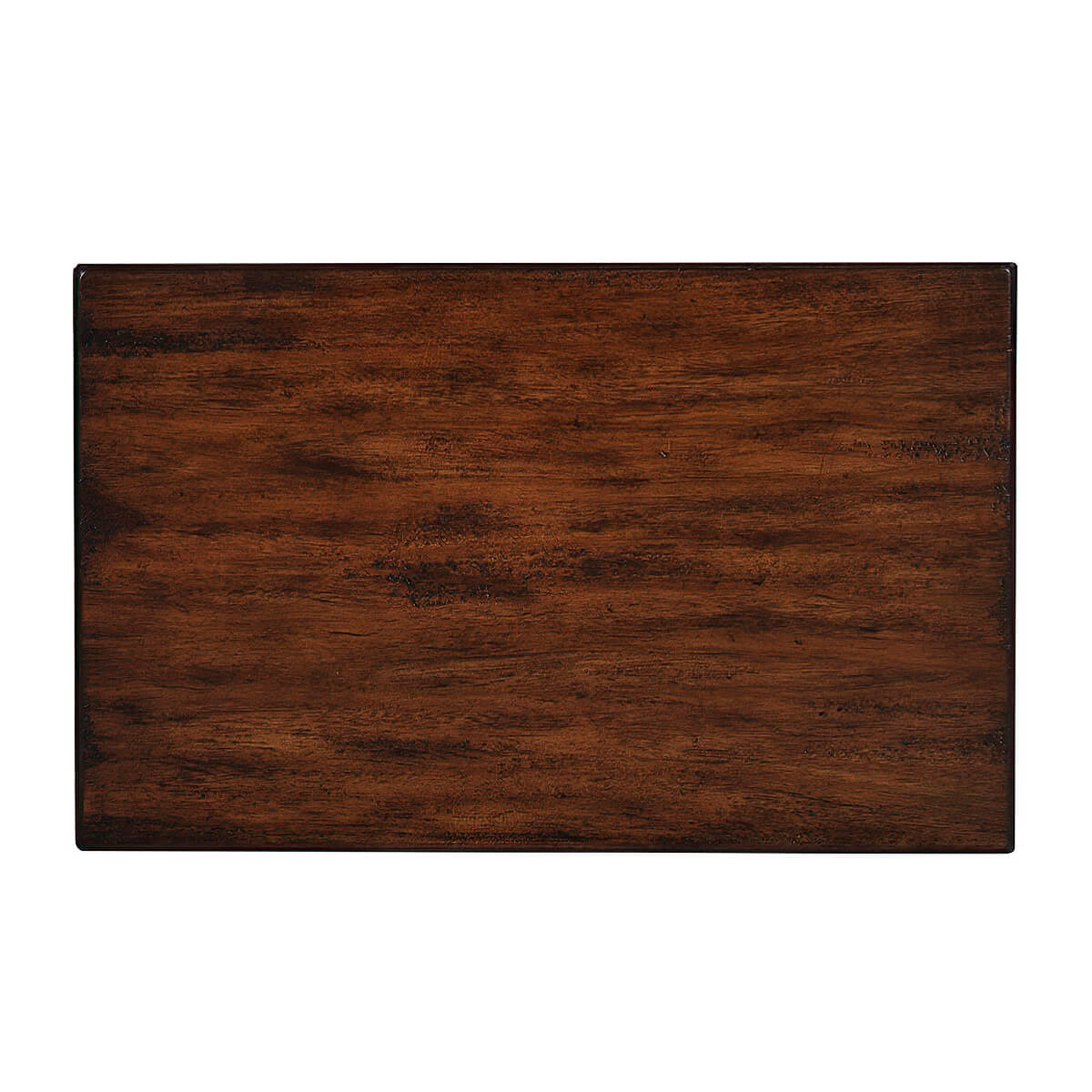 Top view of side table, mahogany wood texture