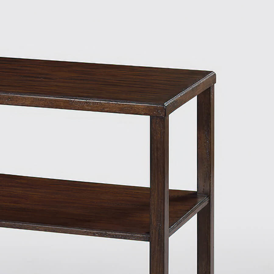 Side view, table corner detail, three-tier design
