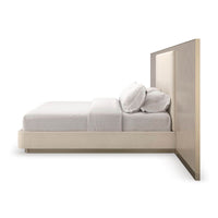 Side view of queen bed showing wing detail.
