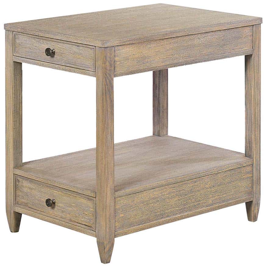 Side table with drawers, front view, grey finish