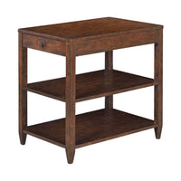 Classic narrow side table with two shelves, mahogany finish.