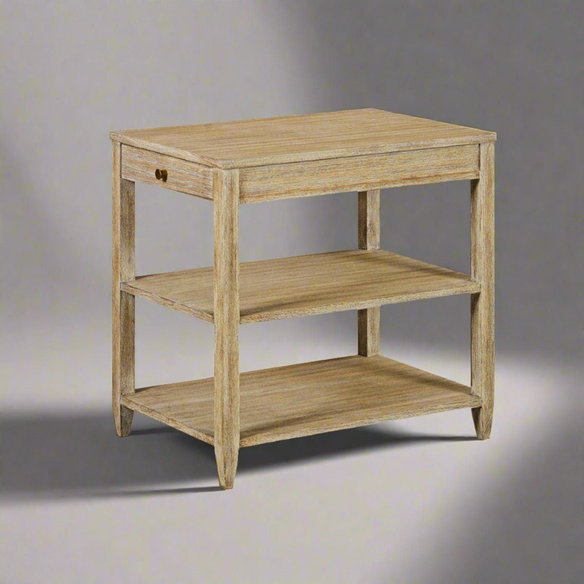 Side table with shadow on gray background.