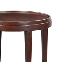 Close-up of round end table edge and legs.