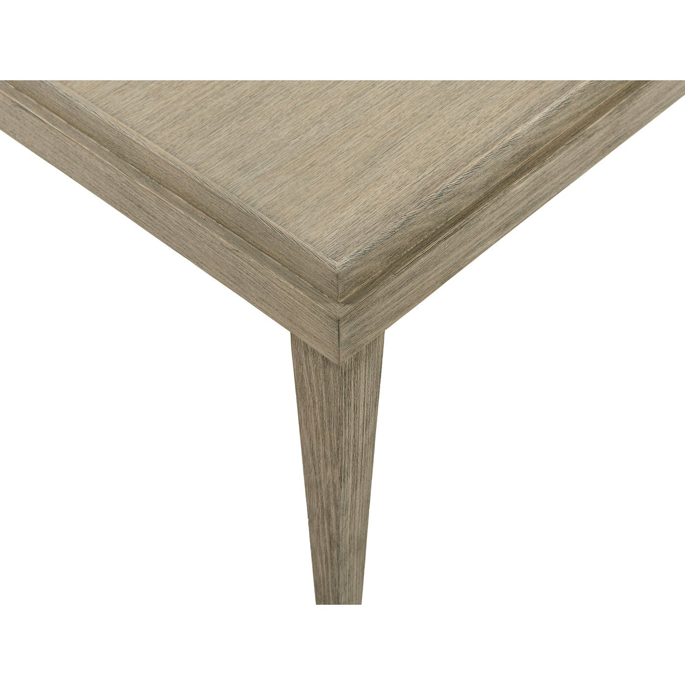 Rustic coffee table corner detail with wood texture.