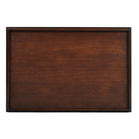 Top view of mahogany side table displaying detail.