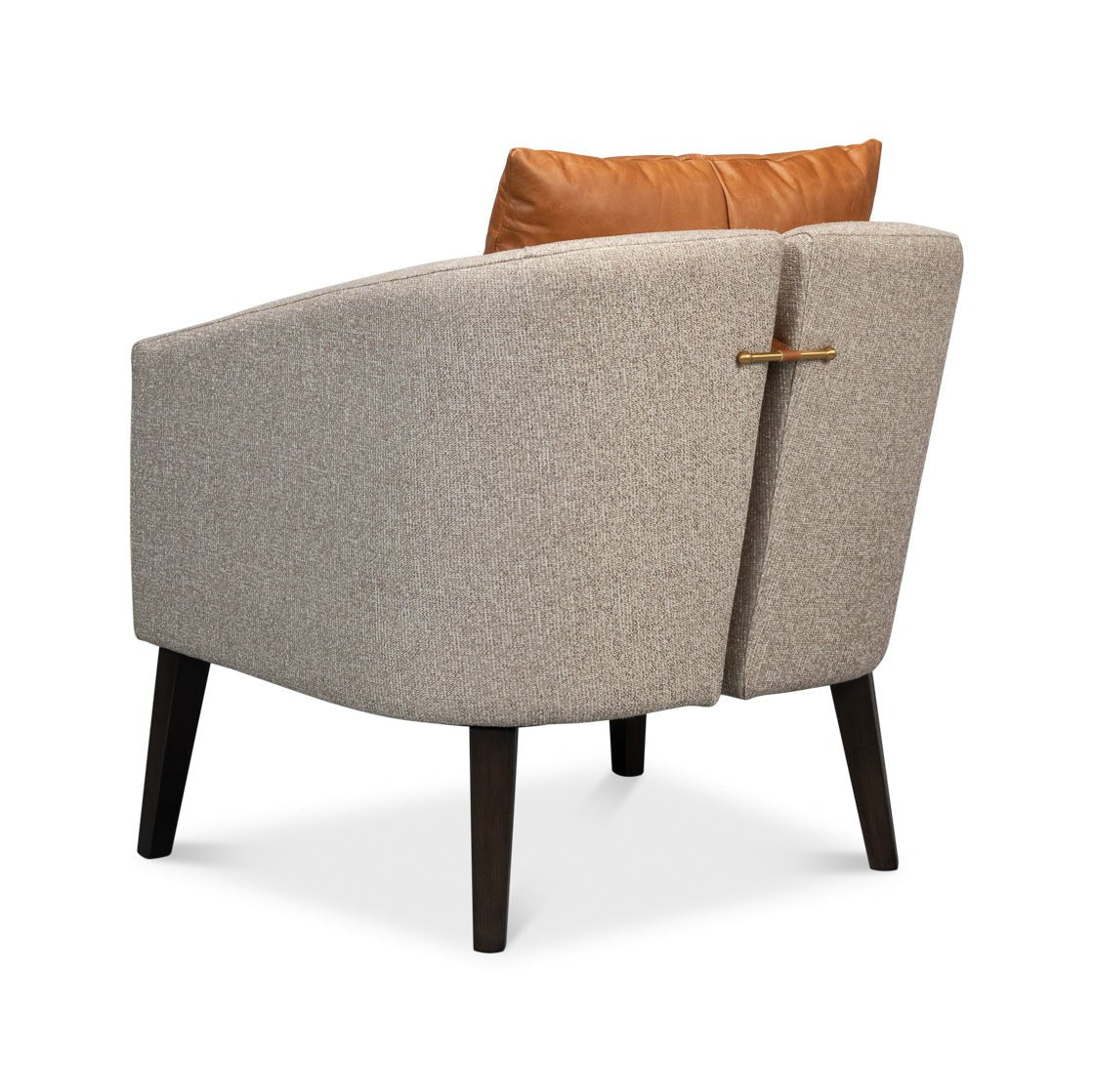 Classic tub chair back angle displaying armrest details.