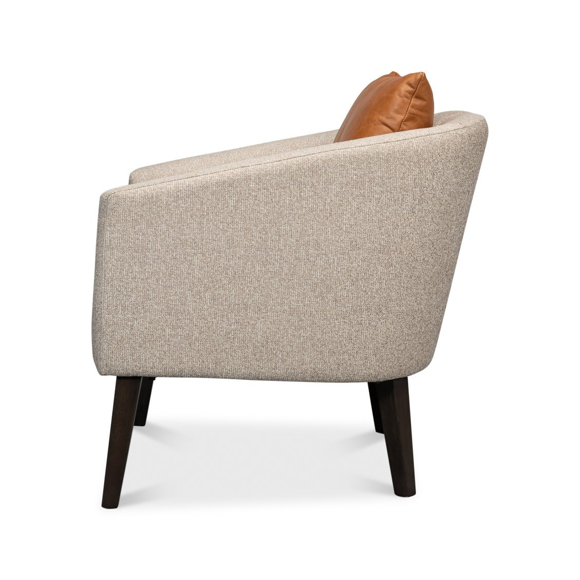 Classic tub chair side profile showcasing sleek armrests.