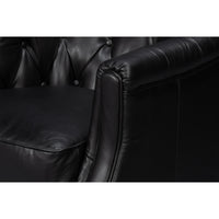 Armrest and seat detail, classic leather armchair.