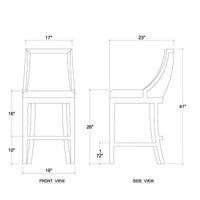 Technical diagram of counter stool dimensions and design.