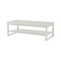 White rectangular coffee table with classic design.