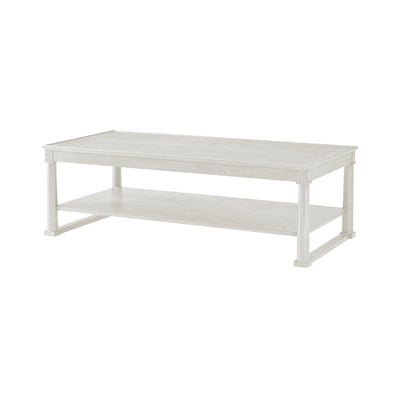 White rectangular coffee table with classic design.