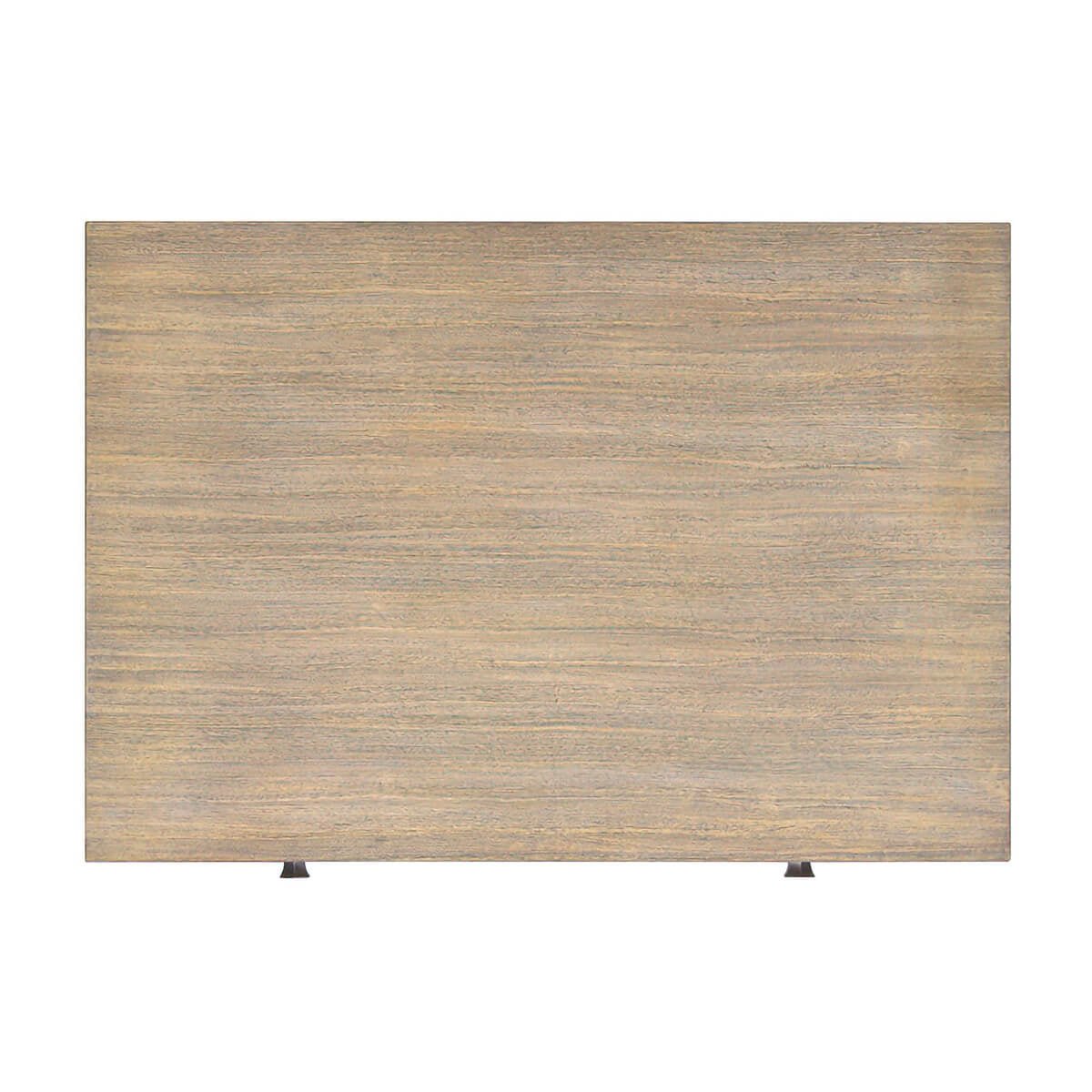 Rustic greyed side table, top view, wooden texture.