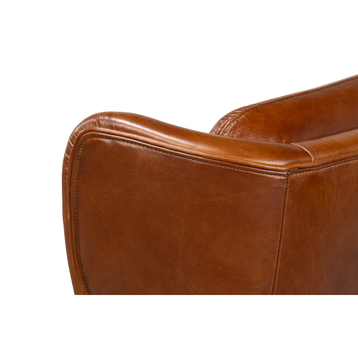 Detail of top backrest on wingback chair.
