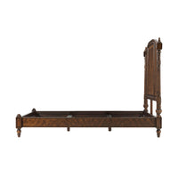 Classic queen size bed frame, side view.