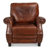 Club Chair Leather Recliner in Newark Brown - additional view