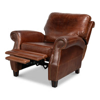 Club Chair Leather Recliner in Newark Brown - additional view