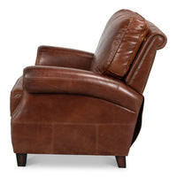 Club Chair Leather Recliner in Newark Brown - additional view