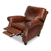 Club Chair Leather Recliner in Newark Brown - additional view