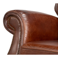 Club Chair Leather Recliner in Newark Brown - additional view