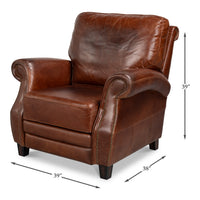 Dimension drawing for Club Chair Leather Recliner in Newark Brown