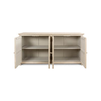 Interior shelves of Coastal Beach Four Door Buffet, open.