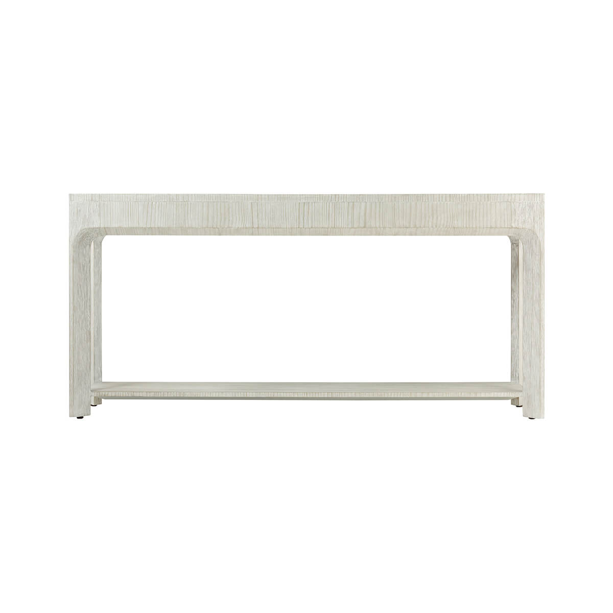 Back view of console table, emphasizing structure and lines.