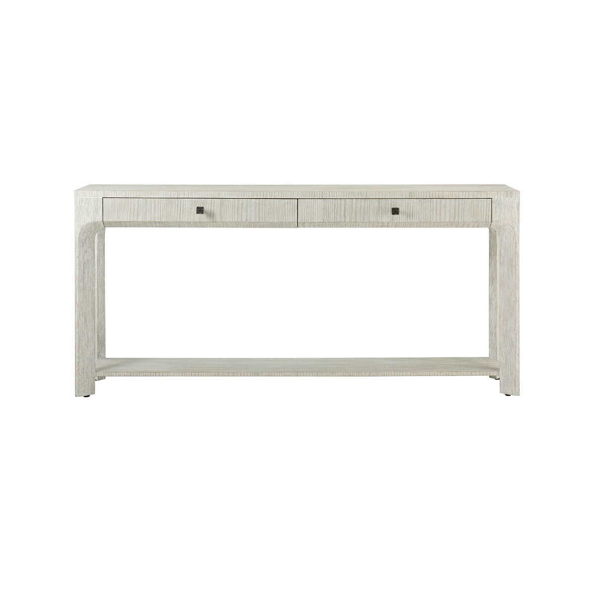 Front view of console table showcasing design symmetry.
