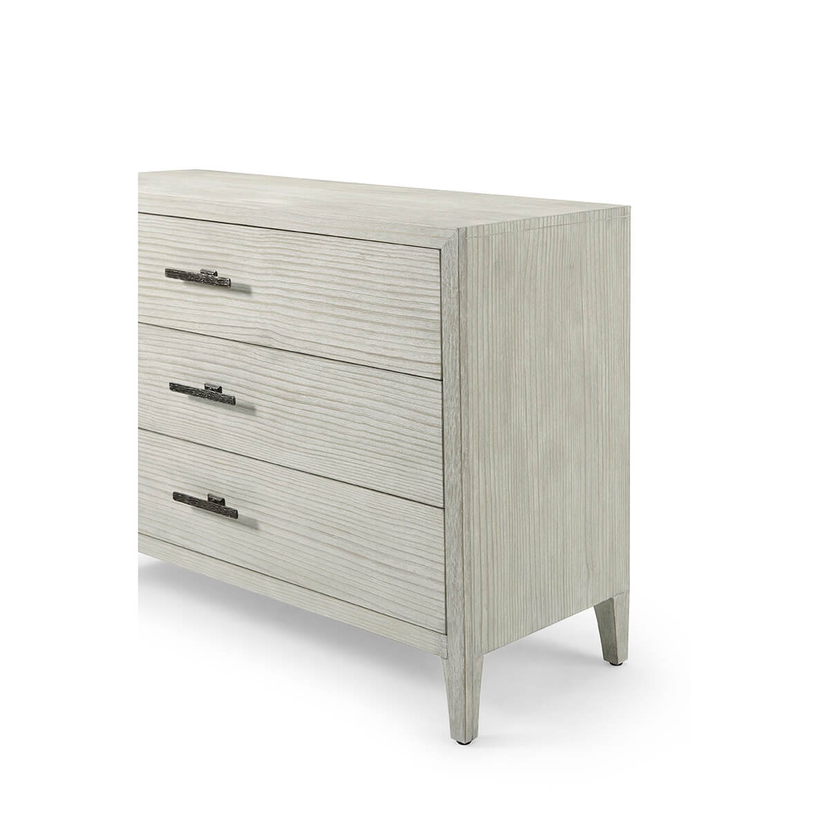 Angled view showing Coastal Breeze dresser's drawer handles.