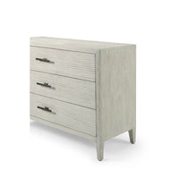 Angled view showing Coastal Breeze dresser's drawer handles.