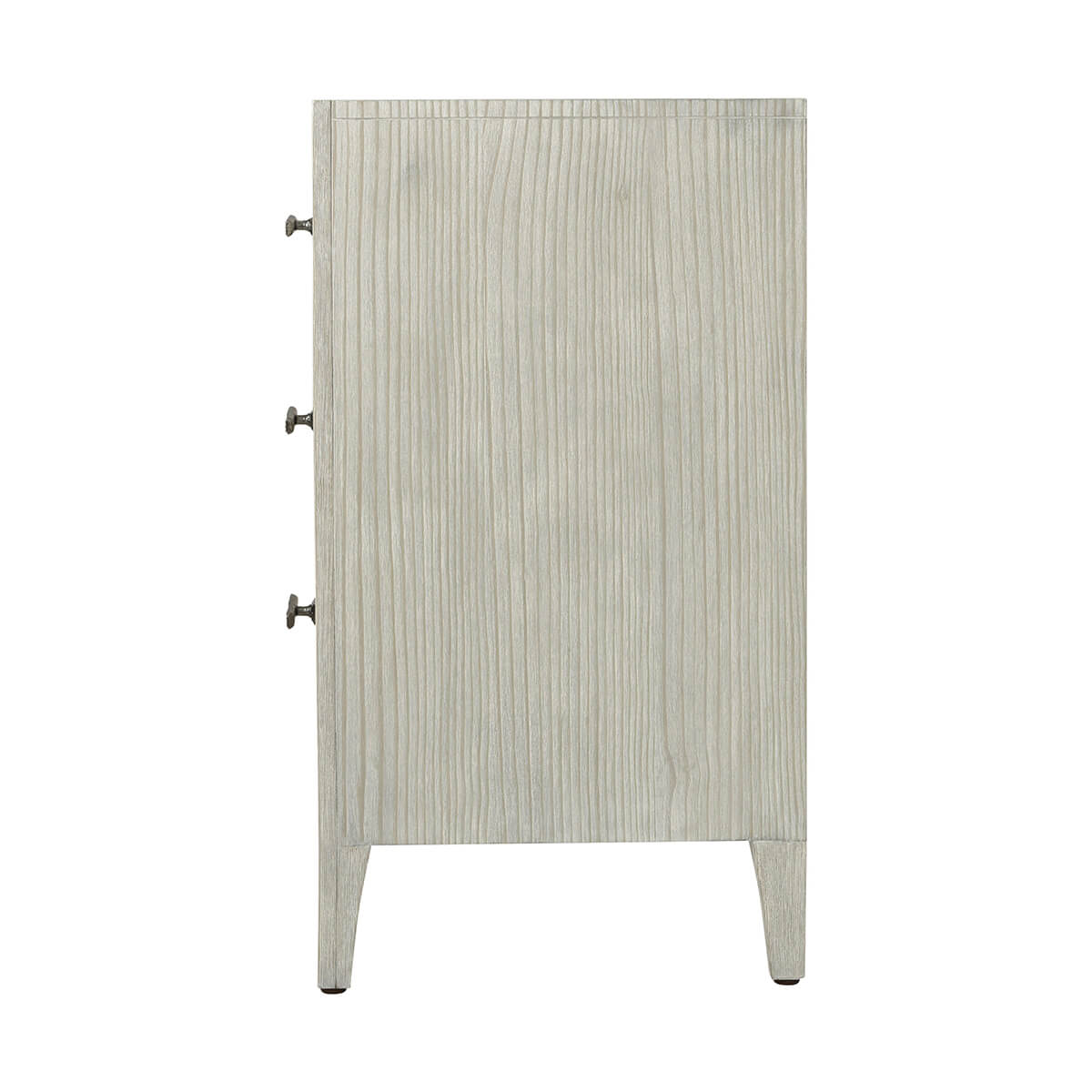 Side view of Coastal Breeze dresser's vertical wood grain.