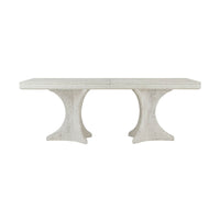 Front view of white extension dining table, isolated.