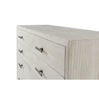 Close-up of Coastal Breeze dresser with metal handles.