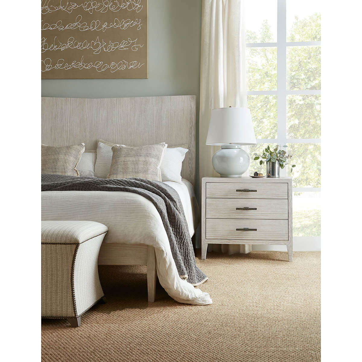 Coastal Breeze bed in a styled bedroom with decor.
