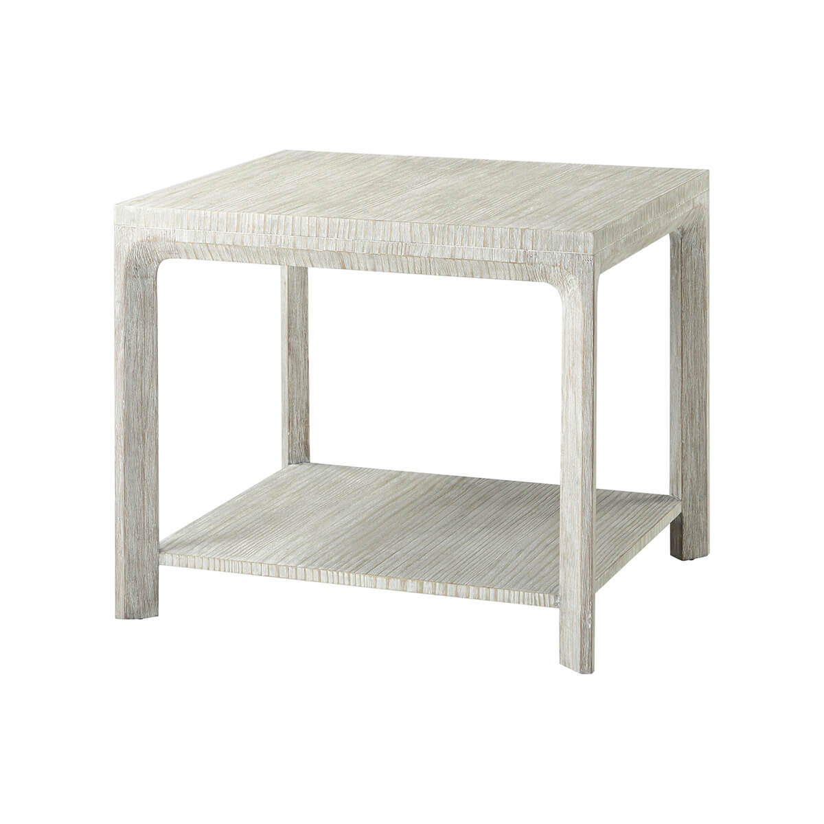 Coastal Breeze side table angled view, front and top.