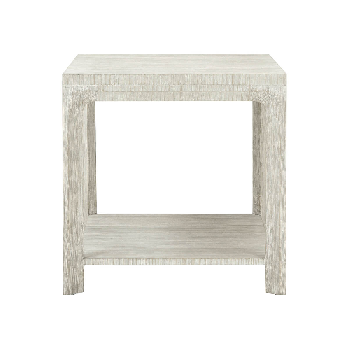 Coastal Breeze side table front view, showing shelves.