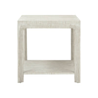 Coastal Breeze side table front view, showing shelves.