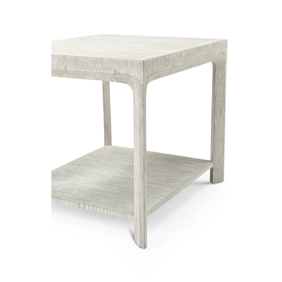 Coastal Breeze side table angled side view, detailing legs.