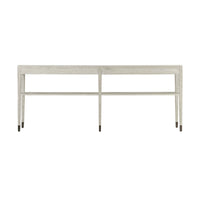 Long console table, back view, simple sleek design.