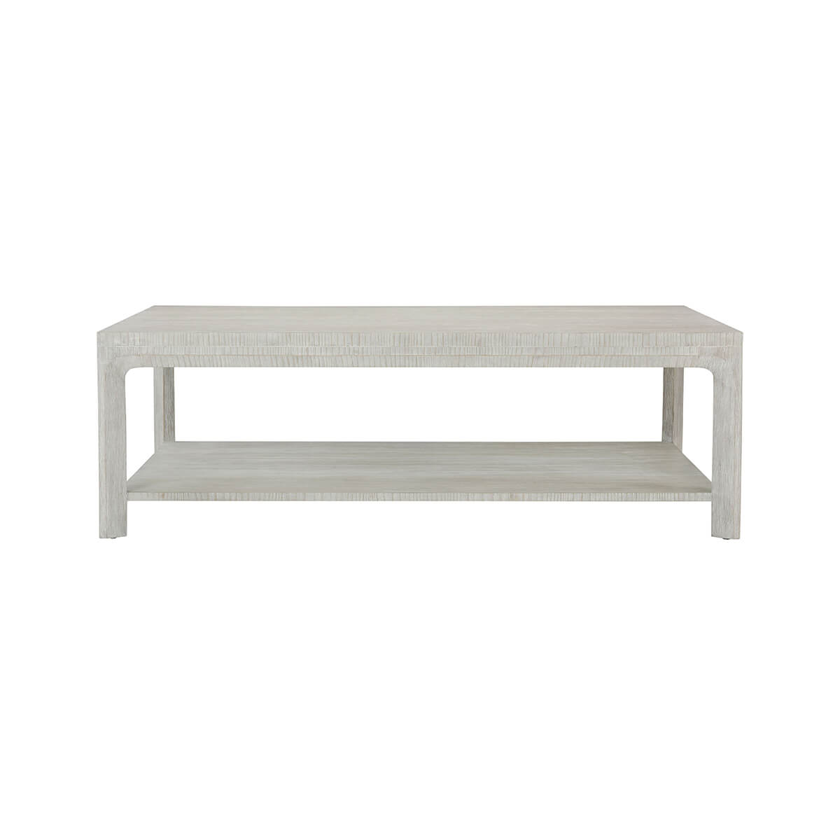 Front view of Coastal Modern coffee table, showing shelf.