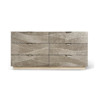 Front view of Coastal Modern Double Dresser with wavy design.