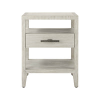 Front view of coastal nightstand, showing drawer detail.