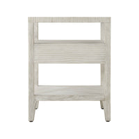 Back view of the coastal nightstand, showcasing rear design.