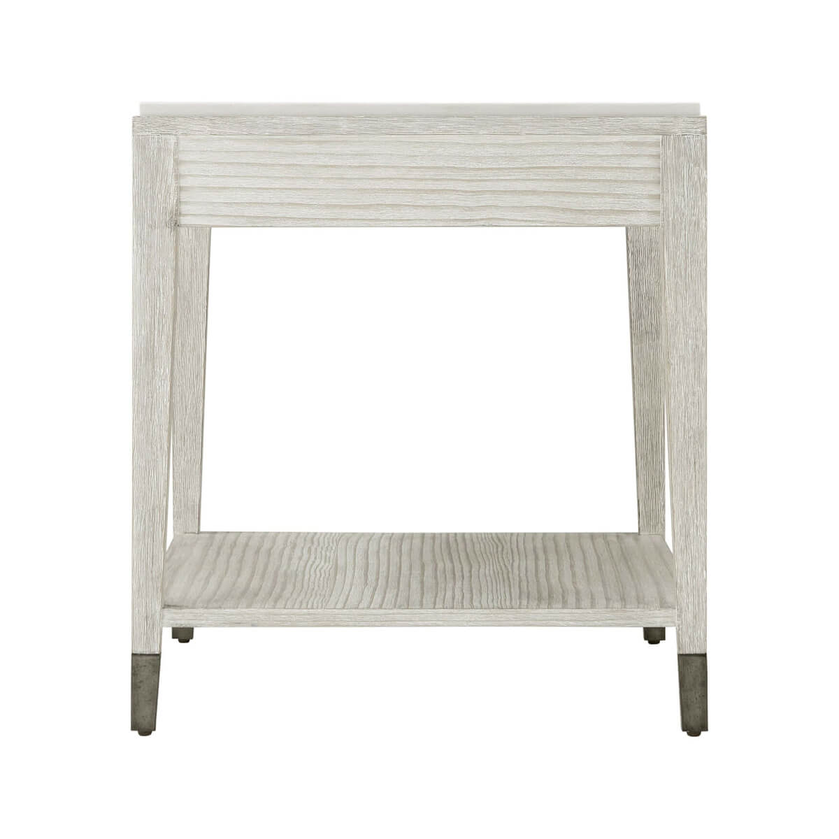 Coastal side table rear view showing bottom shelf.