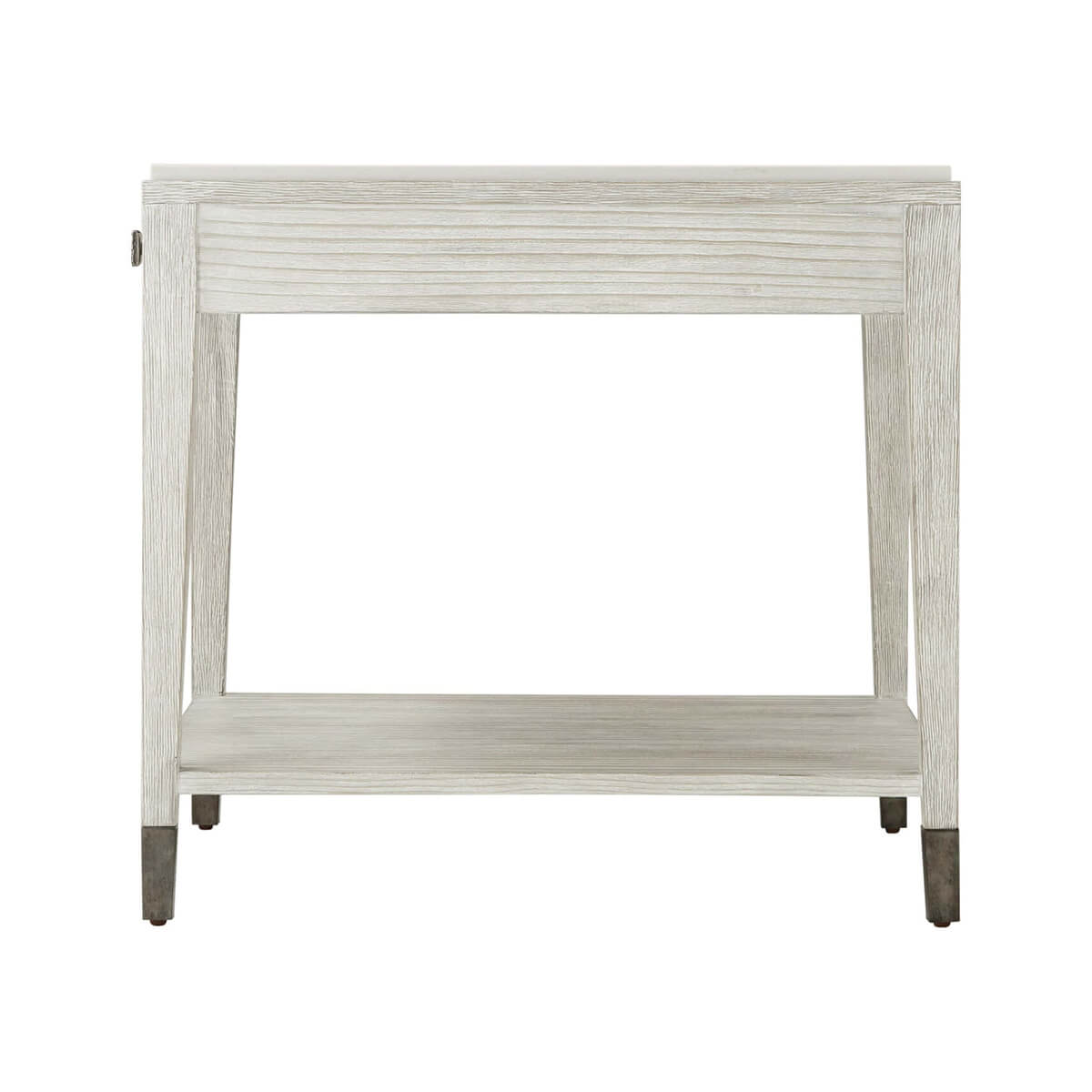 Coastal side table side view highlighting structure.