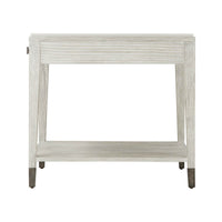 Coastal side table side view highlighting structure.