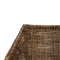 Close-up of rattan weave texture on barstool.