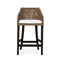 Coastal rattan counter stool front view.
