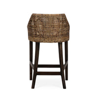 Coastal rattan counter stool back view.