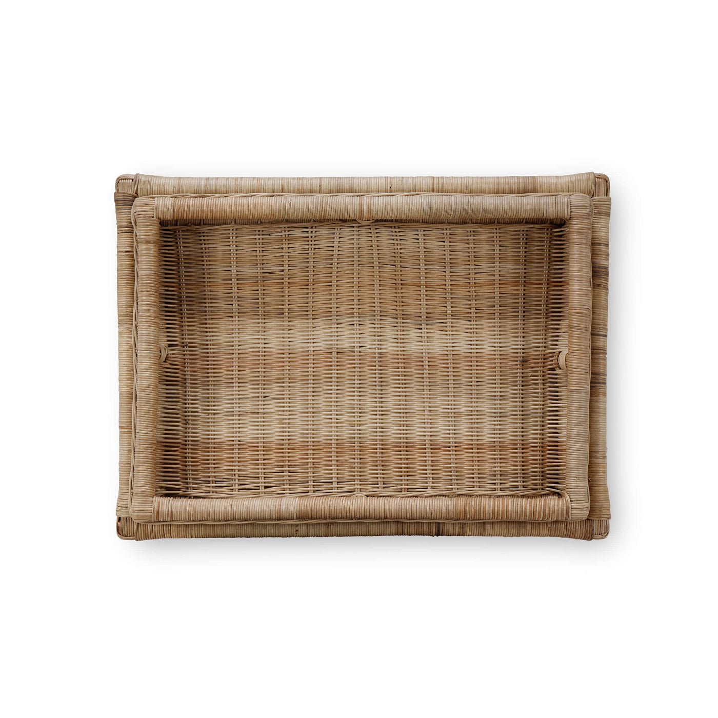 Rattan table top view showing woven pattern.