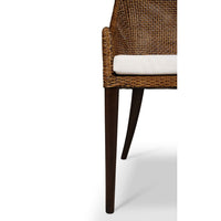 Leg and side detail of coastal rattan settee.